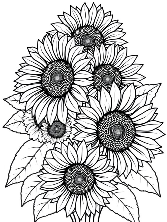 vibrant sunflower coloring page