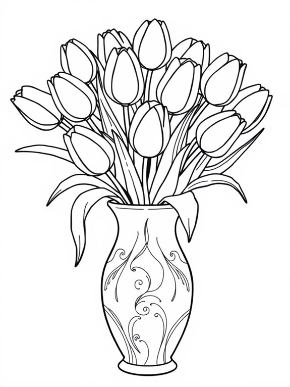 vibrant tulips in vase