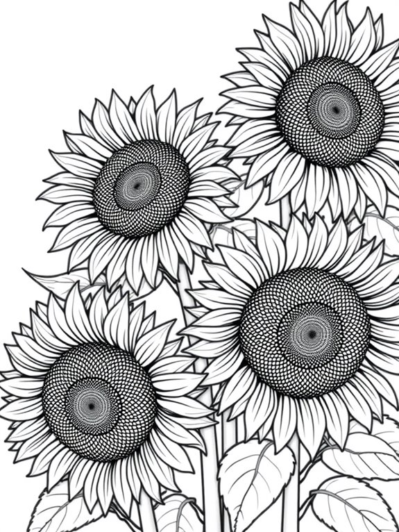 vivid sunflower coloring page