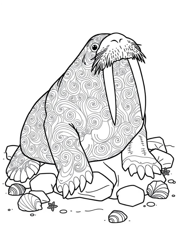 walrus coloring page design