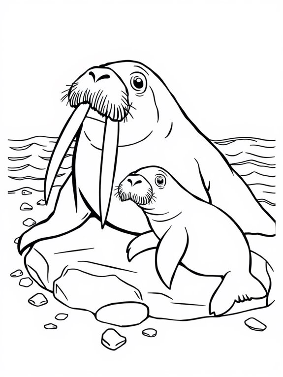 walrus family coloring activity