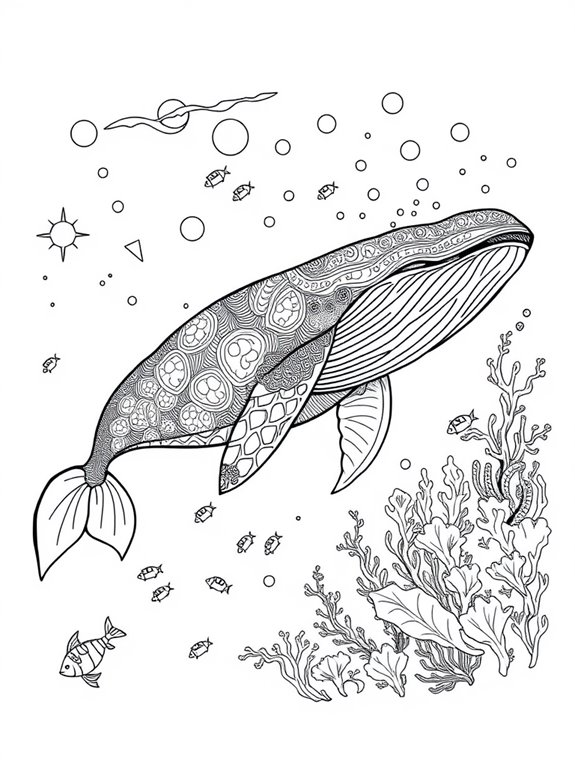 whale coloring page activity