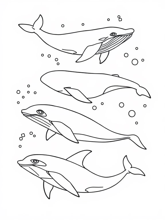 whales coloring page outline