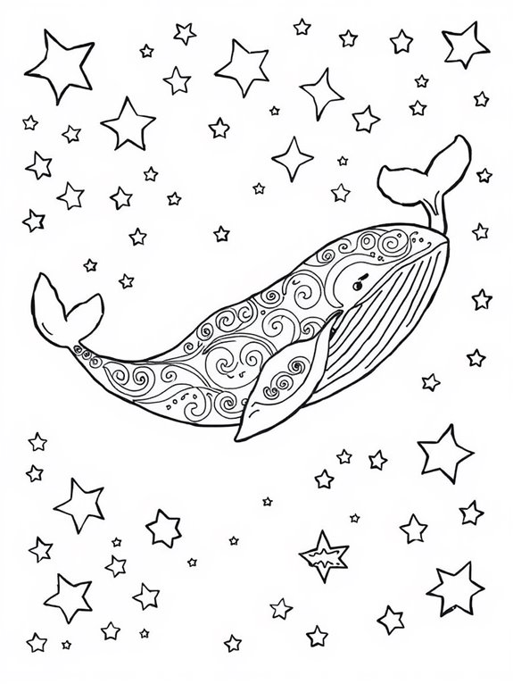 whales decorated with stars