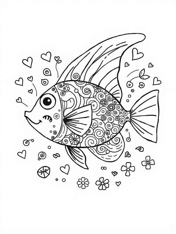 whimsical angelfish coloring page