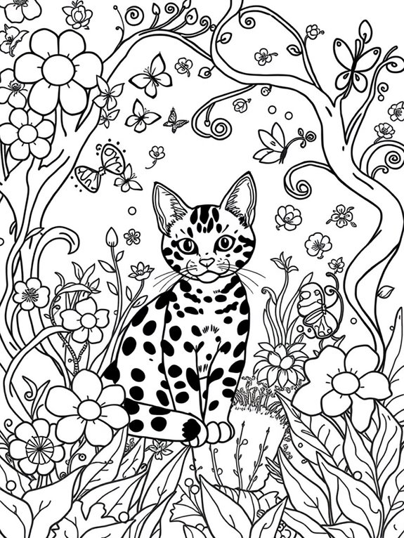 whimsical bengal cat landscape