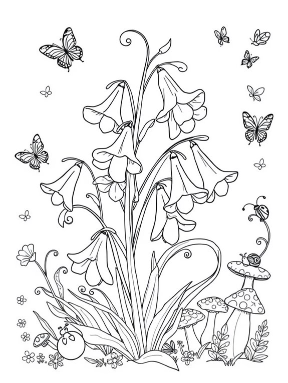 whimsical bluebells coloring page