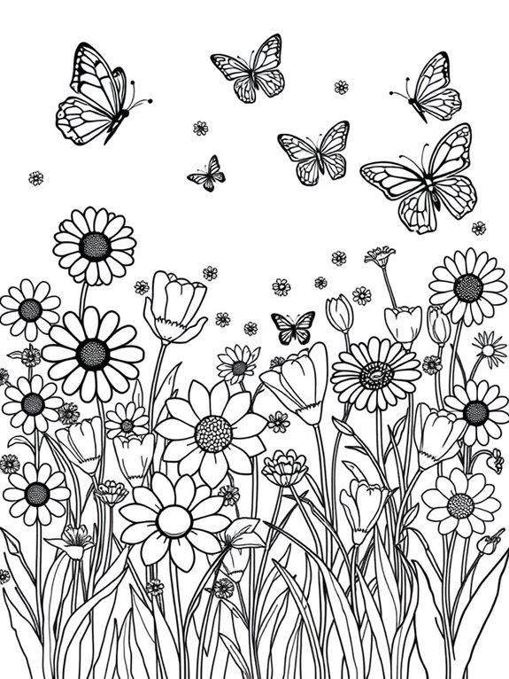 whimsical butterflies in flowers