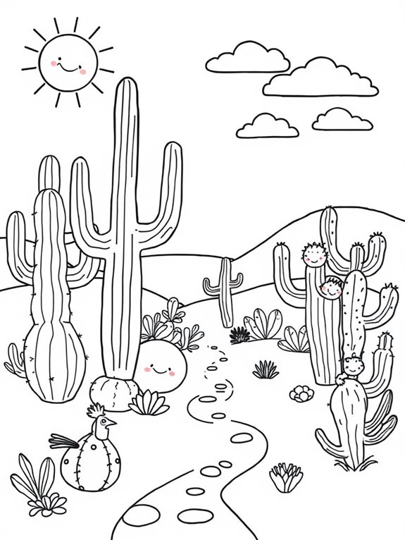 whimsical cactus desert scene