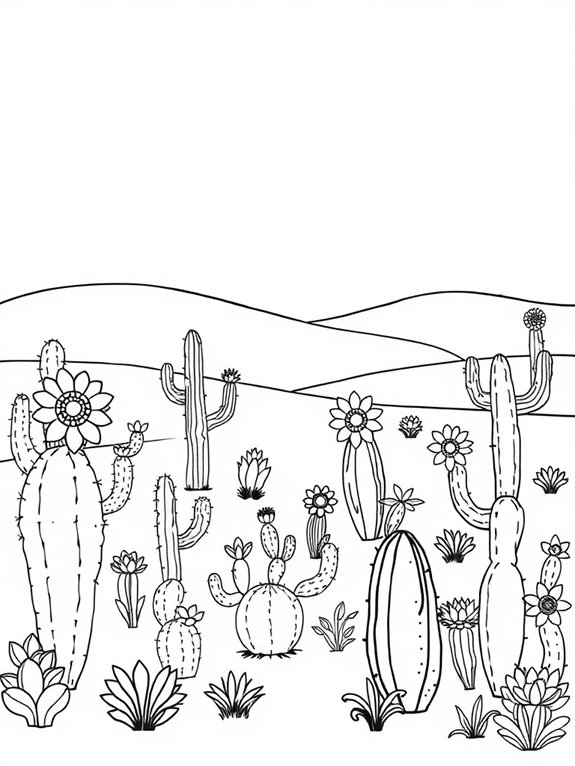 whimsical cactus flower illustration