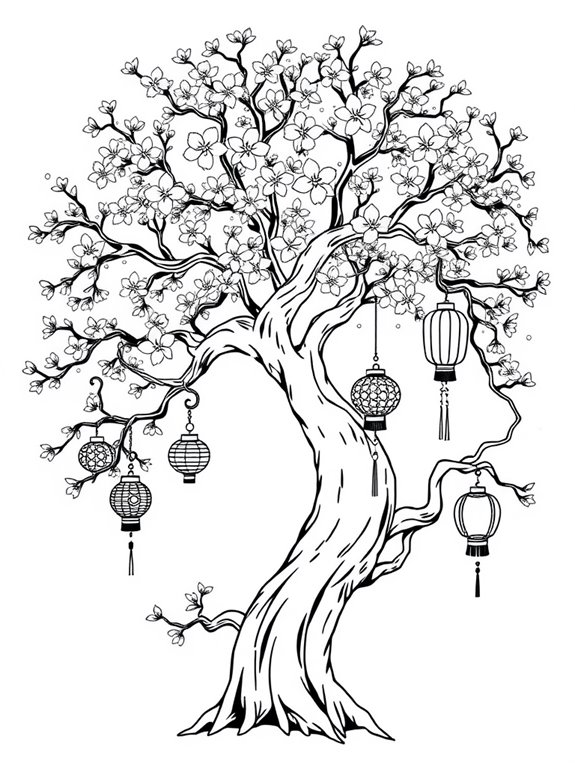 whimsical cherry tree lanterns