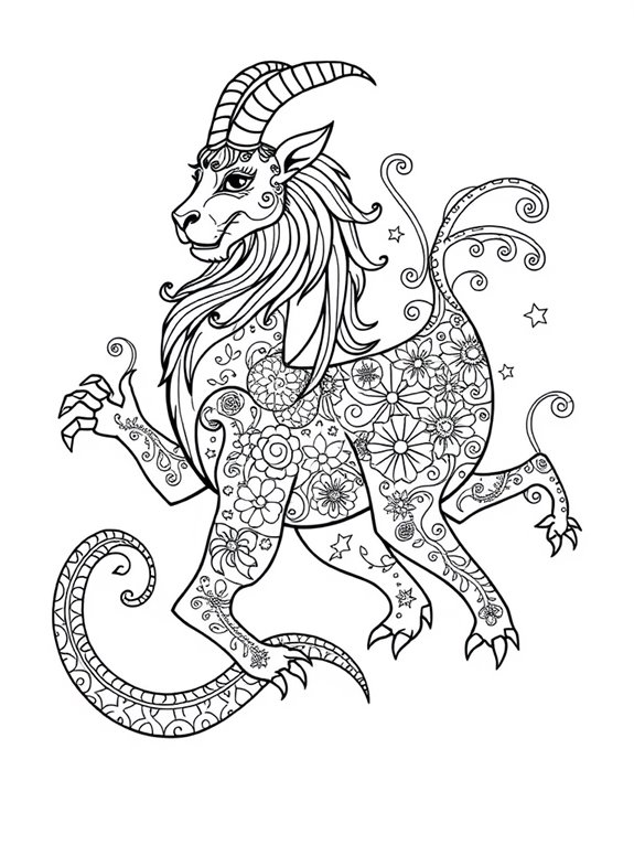 whimsical chimera coloring page