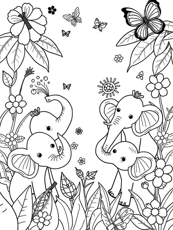 whimsical elephant coloring page