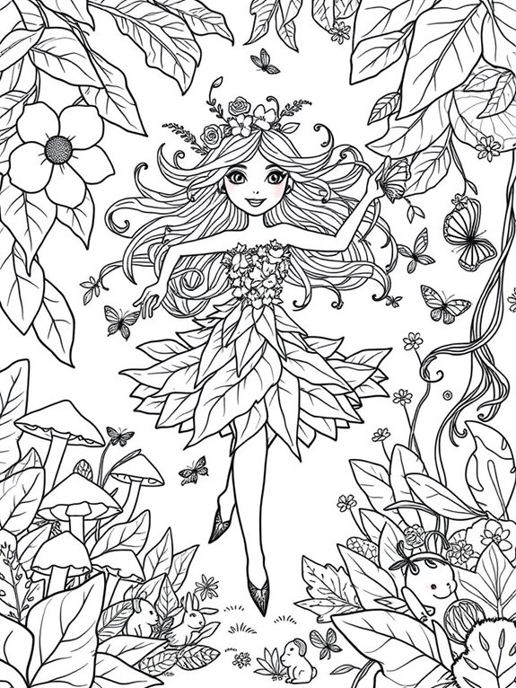 whimsical fairy coloring page