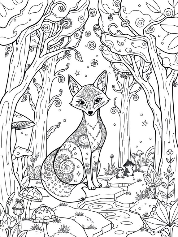 whimsical forest with fox