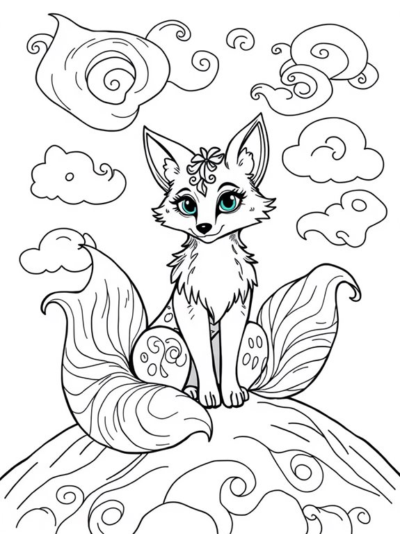 whimsical fox in clouds