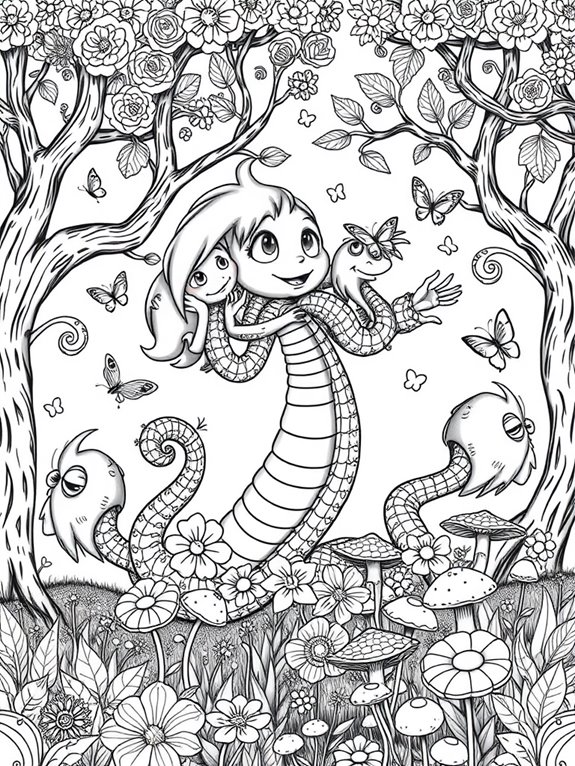 whimsical garden hydra coloring