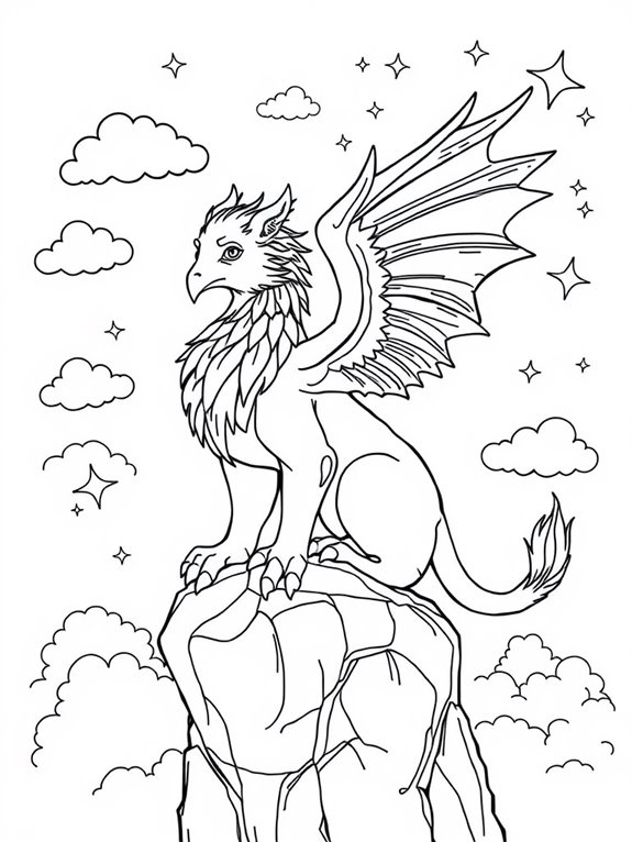 whimsical griffin coloring page