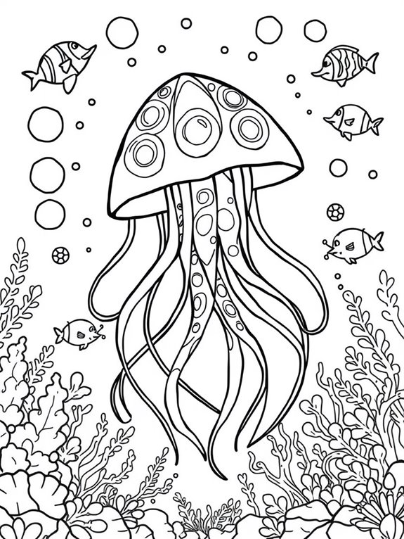 whimsical jellyfish underwater scene