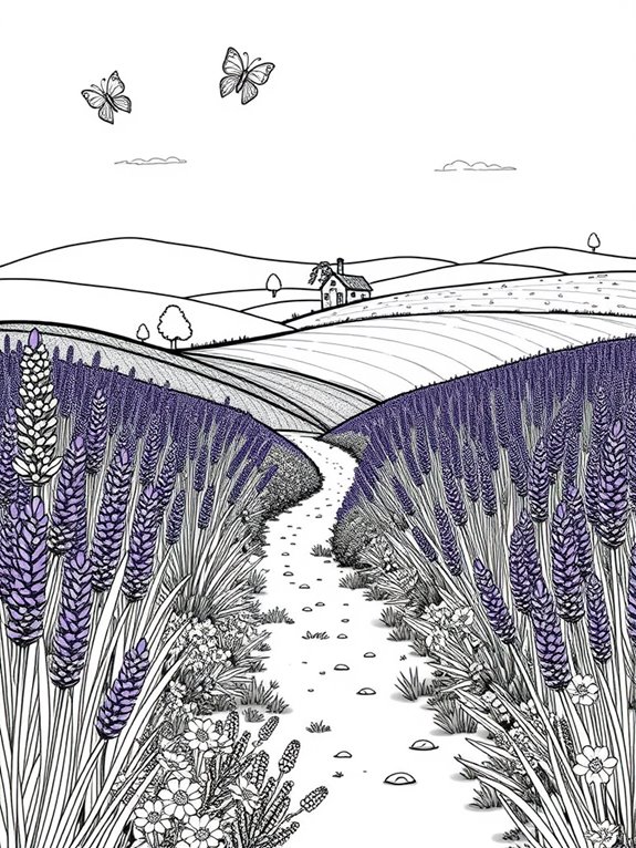 whimsical lavender field coloring