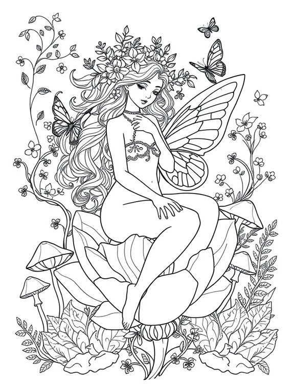 whimsical nature inspired coloring page