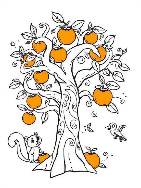 whimsical orange tree coloring