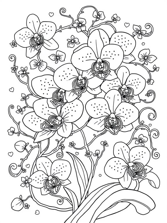 whimsical orchid coloring page