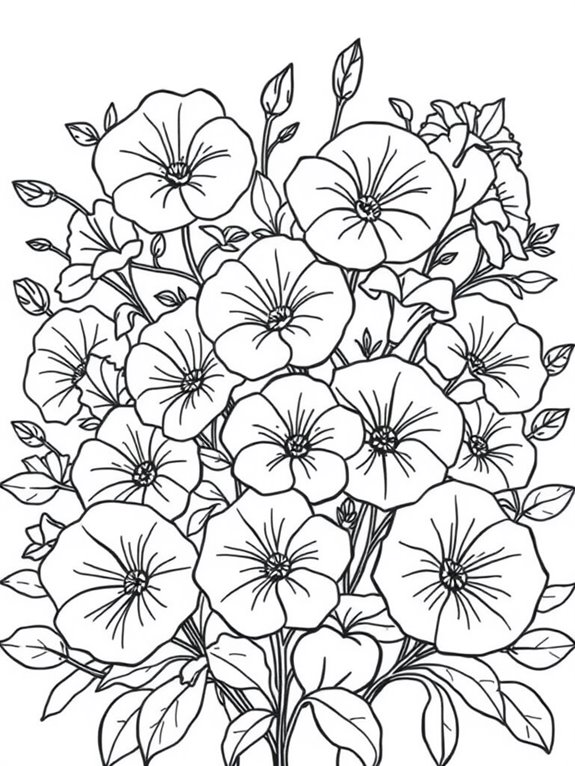 whimsical petunias coloring page