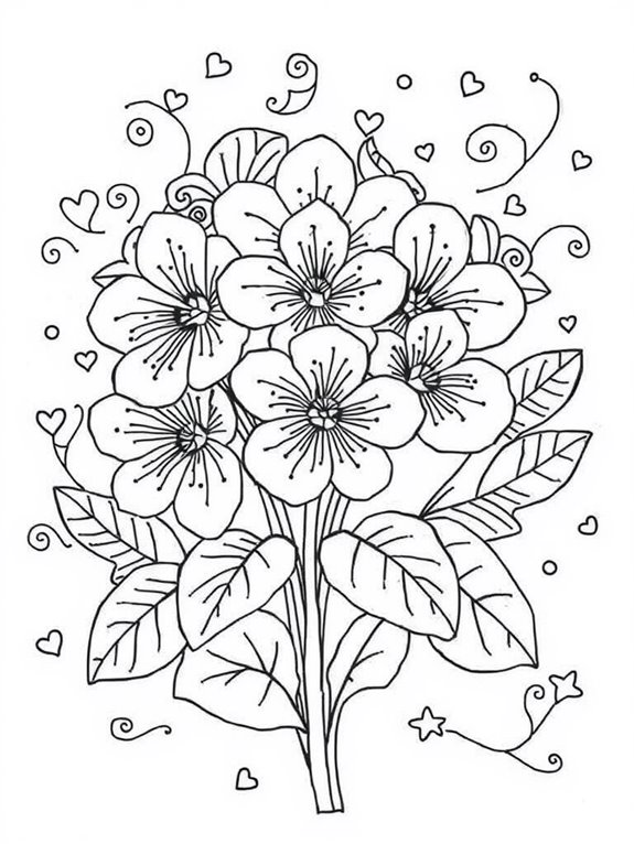 whimsical primroses coloring page