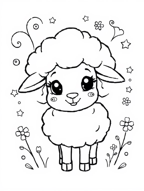 whimsical stylized sheep illustration