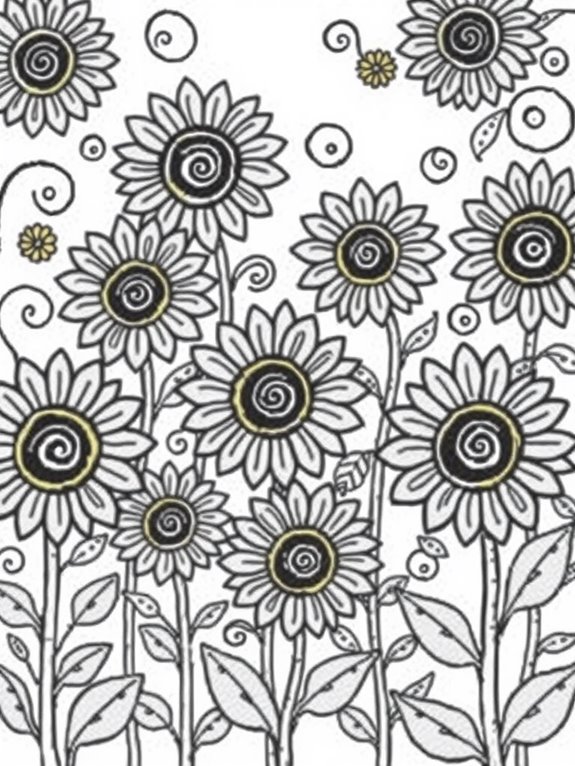 whimsical sunflower coloring fun