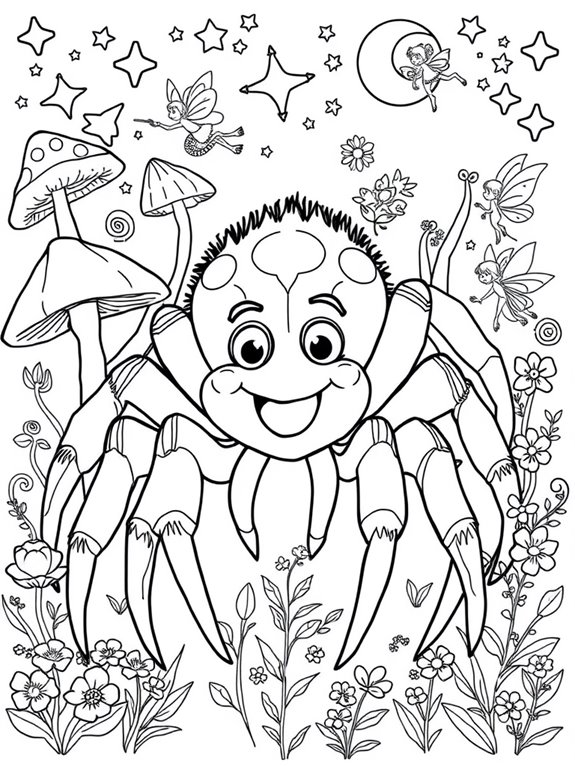 whimsical tarantula coloring page