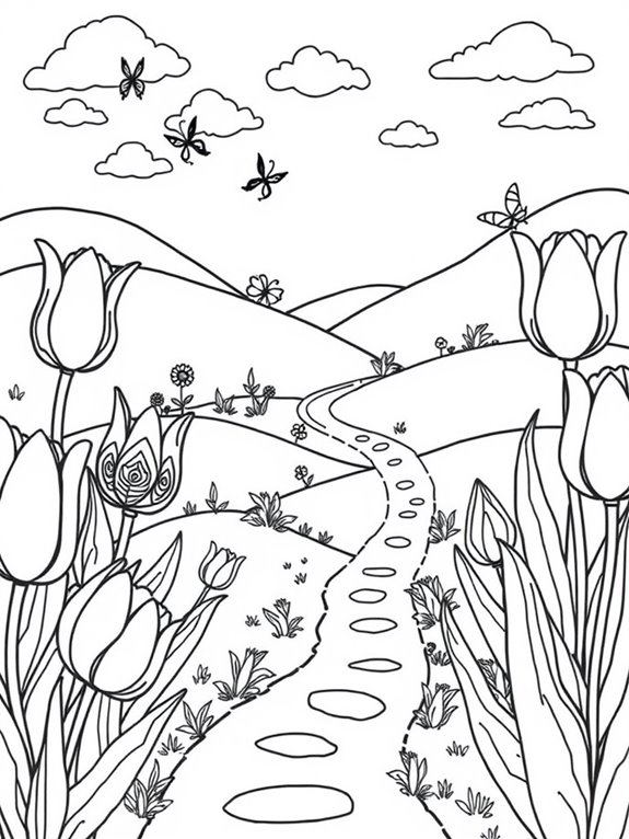 whimsical tulip coloring page