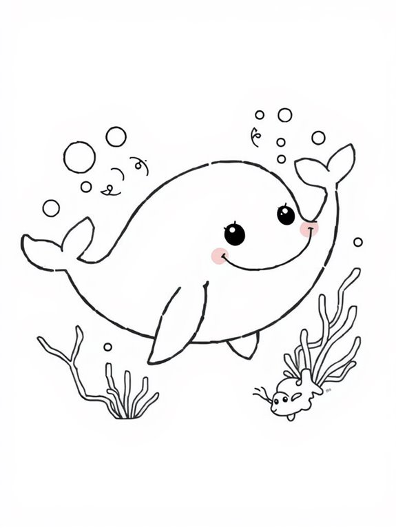 whimsical whale coloring page