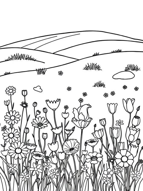 wildflower coloring page design