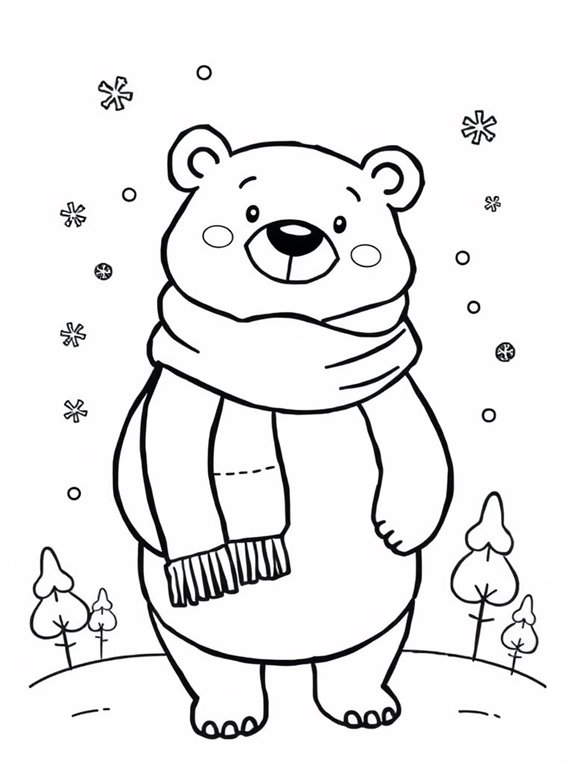 winter bear with scarf