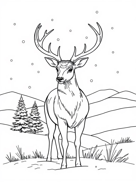 winter deer coloring page