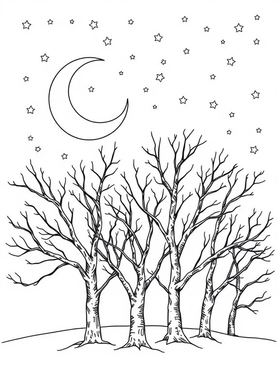 winter trees with stars