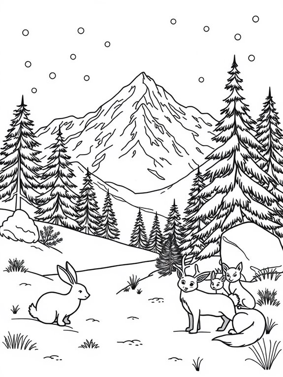 winter wildlife coloring page