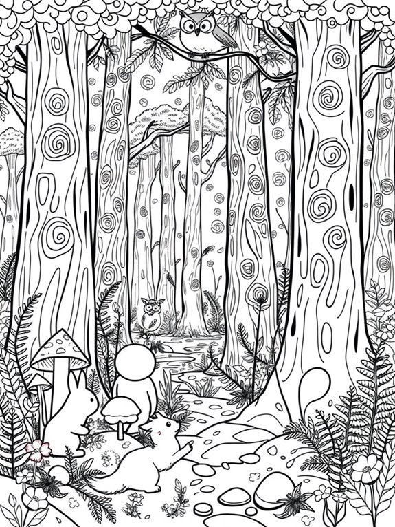 woodland animals coloring page