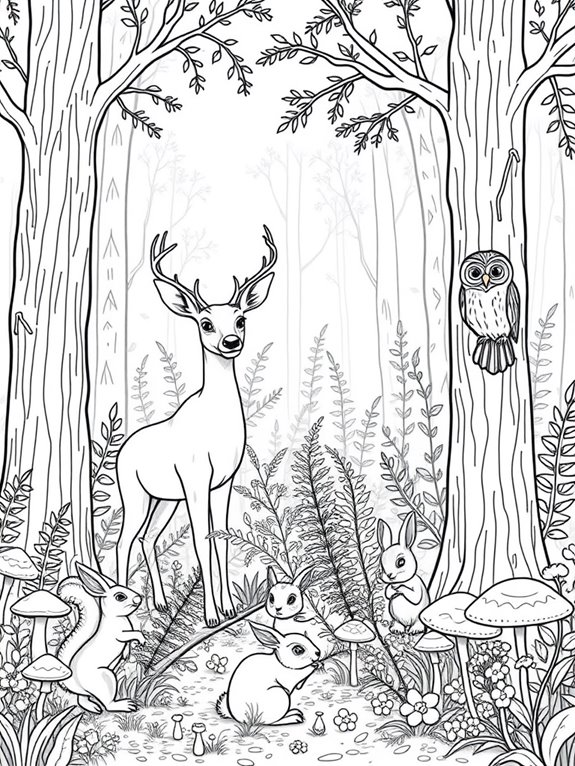 woodland creatures coloring page