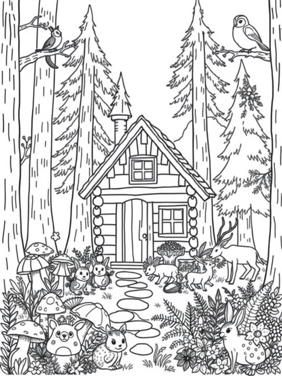 woodland creatures coloring page