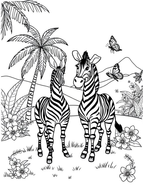 zebras in tropical setting