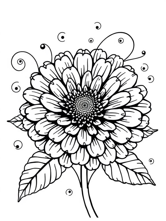 zinnias coloring page design